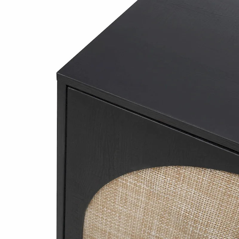 Rattan Storage Cabinet with 2 Doors, Adjustable Shelves, and 3 Drawers 16