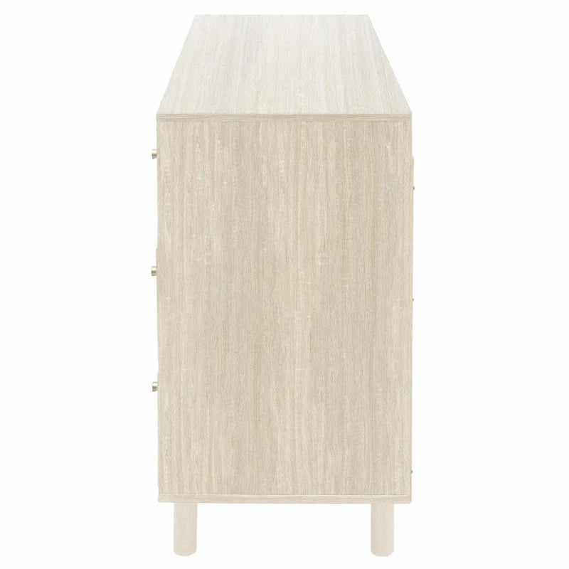 Rattan Storage Cabinet with 2 Doors, Adjustable Shelves, and 3 Drawers 25