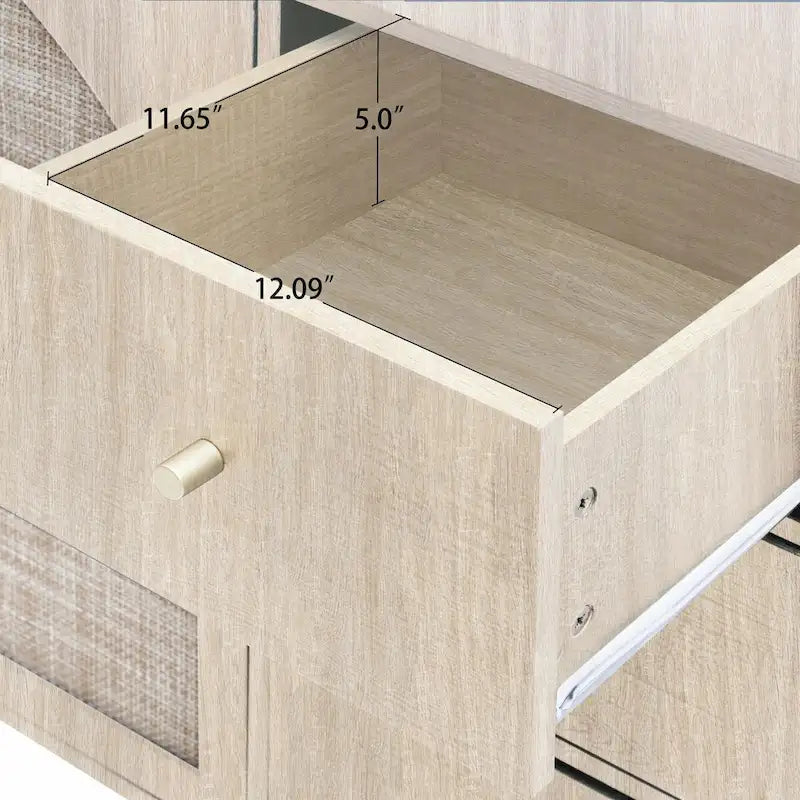 Rattan Storage Cabinet with 2 Doors, Adjustable Shelves, and 3 Drawers 29