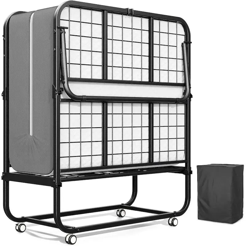 Compact Rollaway Folding Guest Bed with Sturdy Metal Frame and 5-Inch Thick Mattress 2