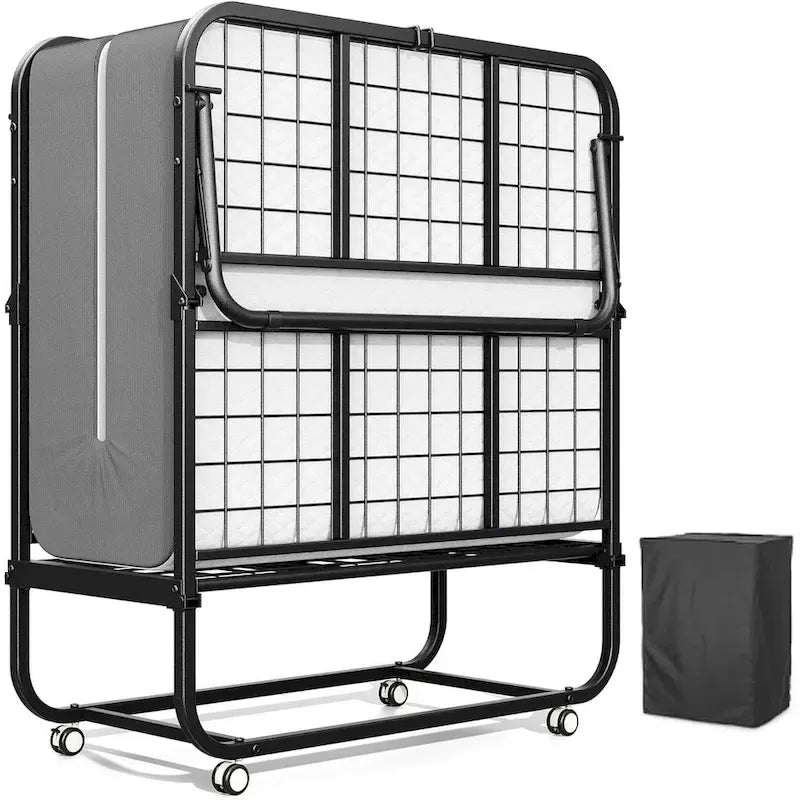 Compact Rollaway Folding Guest Bed with Sturdy Metal Frame and 5-Inch Thick Mattress 10