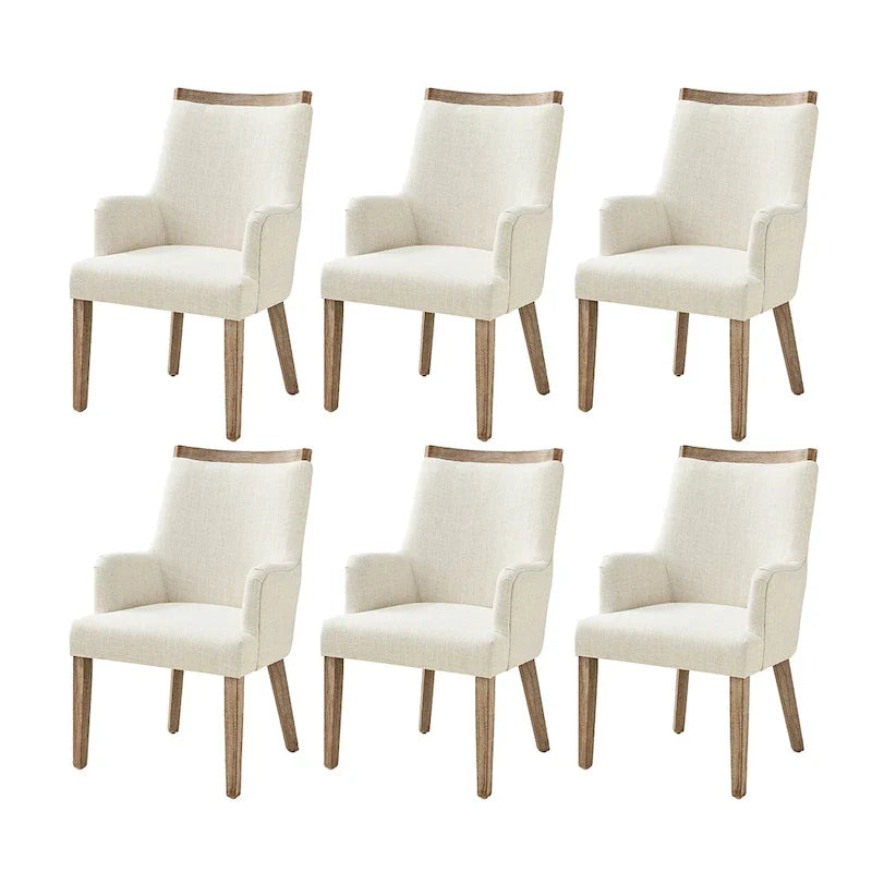Set of 6 Albert Farmhouse Upholstered Solid Wood Dining Chairs by HULALA HOME 2