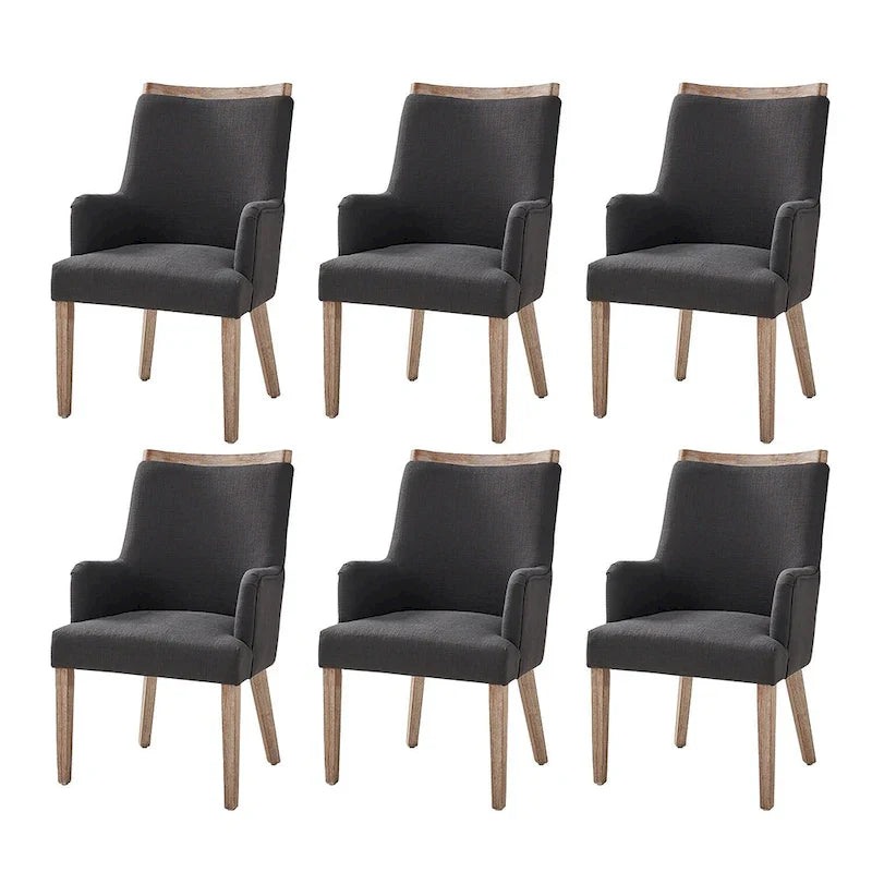 Set of 6 Albert Farmhouse Upholstered Solid Wood Dining Chairs by HULALA HOME 5