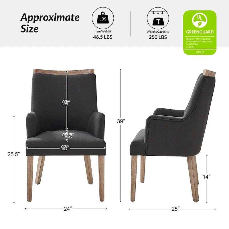 Set of 6 Albert Farmhouse Upholstered Solid Wood Dining Chairs by HULALA HOME 9
