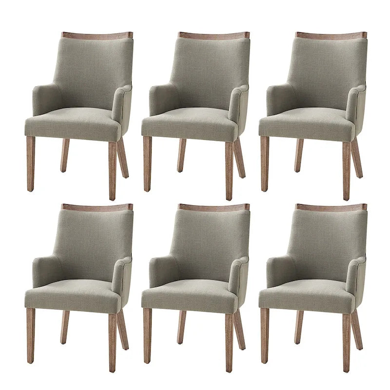 Set of 6 Albert Farmhouse Upholstered Solid Wood Dining Chairs by HULALA HOME 13