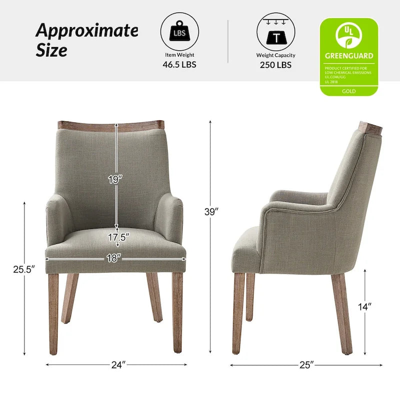 Set of 6 Albert Farmhouse Upholstered Solid Wood Dining Chairs by HULALA HOME 17