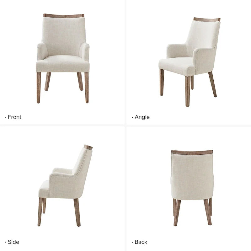 Set of 6 Albert Farmhouse Upholstered Solid Wood Dining Chairs by HULALA HOME 22
