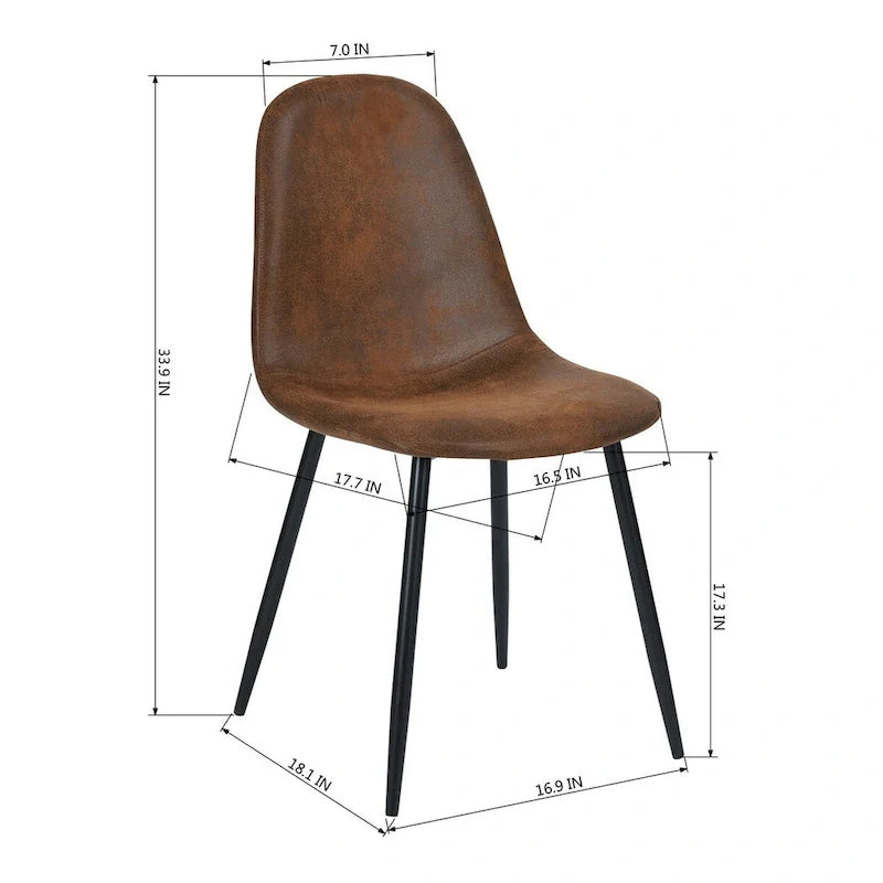 HomyLin Set of 4 Suede Dining Chairs with Black Metal Legs - Stylish Side Accent Chairs 4