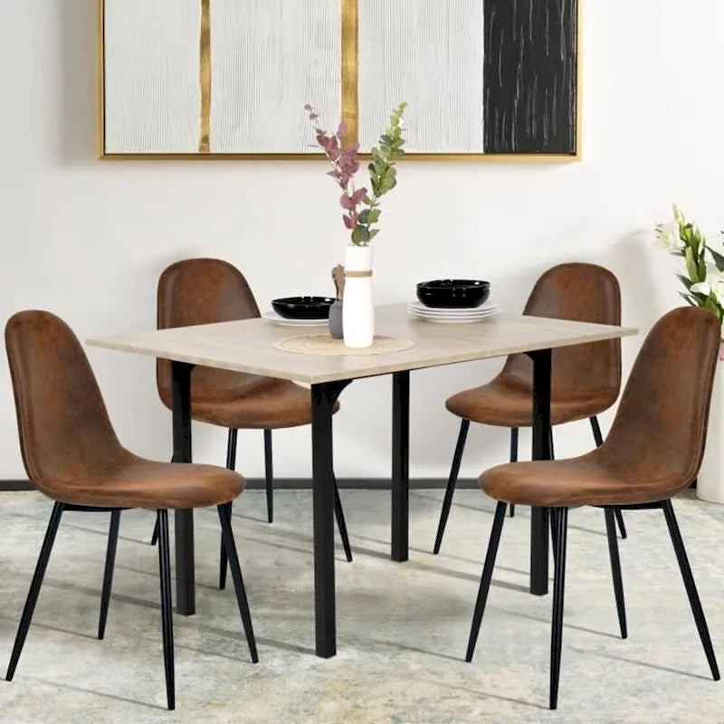 HomyLin Set of 4 Suede Dining Chairs with Black Metal Legs - Stylish Side Accent Chairs 5
