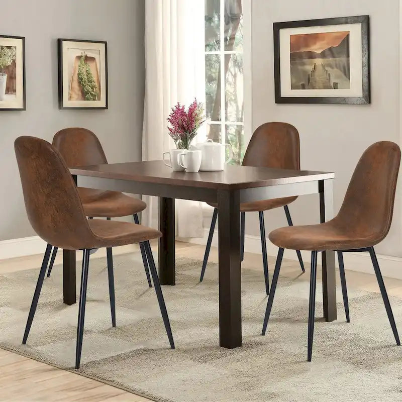 HomyLin Set of 4 Suede Dining Chairs with Black Metal Legs - Stylish Side Accent Chairs 6