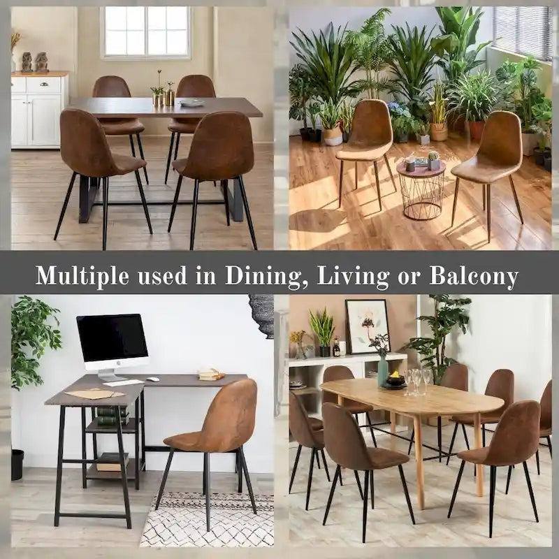 HomyLin Set of 4 Suede Dining Chairs with Black Metal Legs - Stylish Side Accent Chairs 9