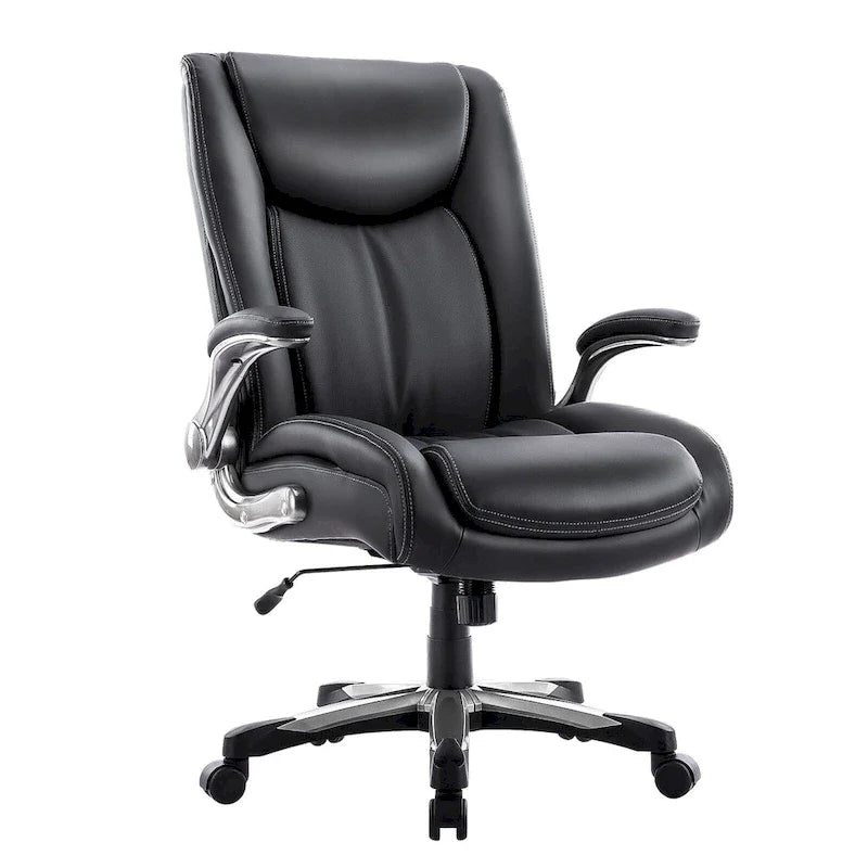 Extra-Wide Heavy-Duty High Back Executive Office Chair with Flip-Up Arms and Thick Seat – Supports Up to 400 lbs for Home Office Use 8