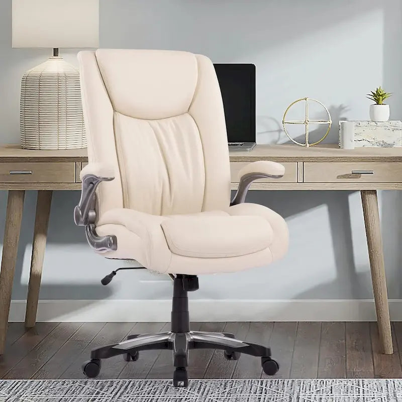Extra-Wide Heavy-Duty High Back Executive Office Chair with Flip-Up Arms and Thick Seat – Supports Up to 400 lbs for Home Office Use 12