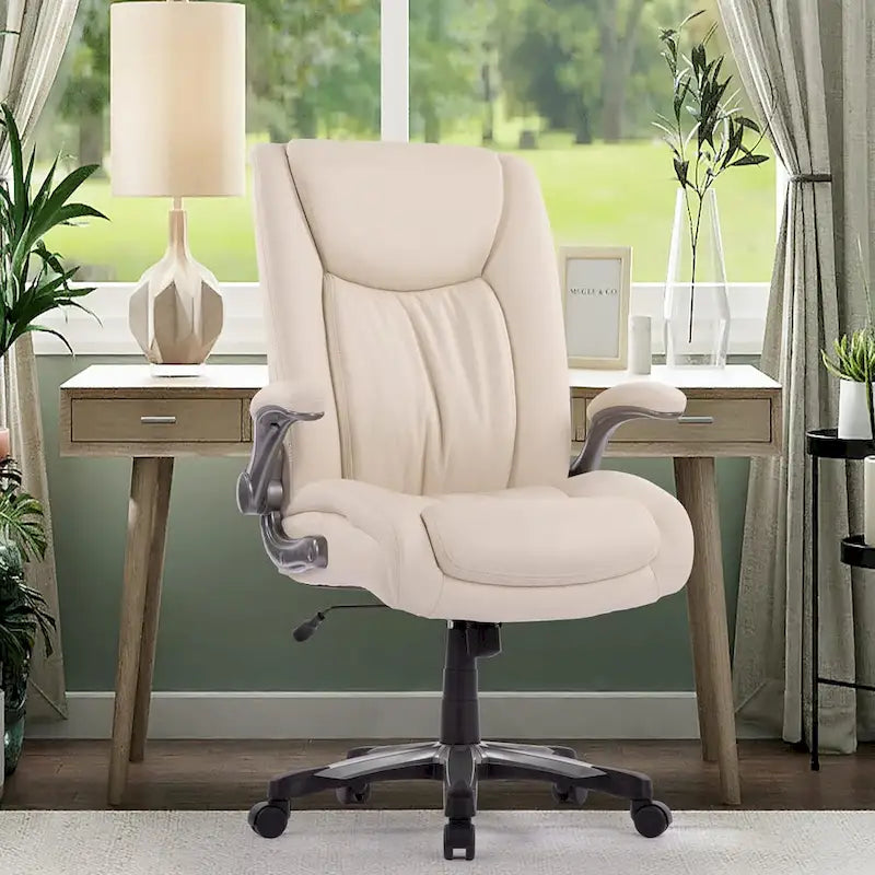 Extra-Wide Heavy-Duty High Back Executive Office Chair with Flip-Up Arms and Thick Seat – Supports Up to 400 lbs for Home Office Use 13