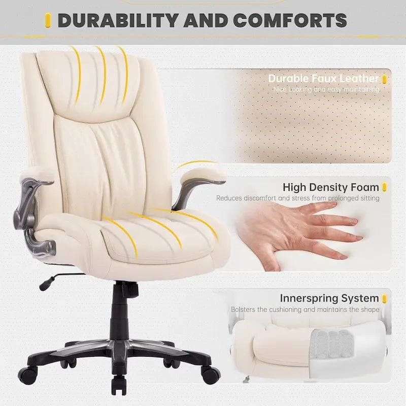 Ergonomic Office Chair with High Back Flip Up Armrests and Rolling Base 16