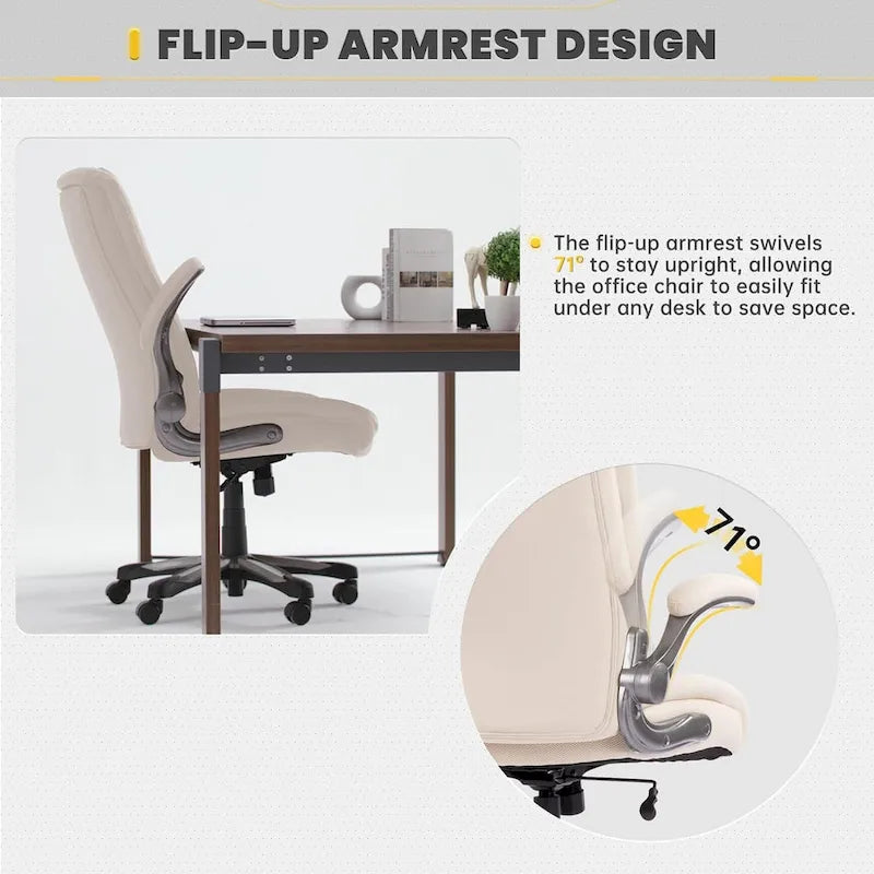 Extra-Wide Heavy-Duty High Back Executive Office Chair with Flip-Up Arms and Thick Seat – Supports Up to 400 lbs for Home Office Use 17