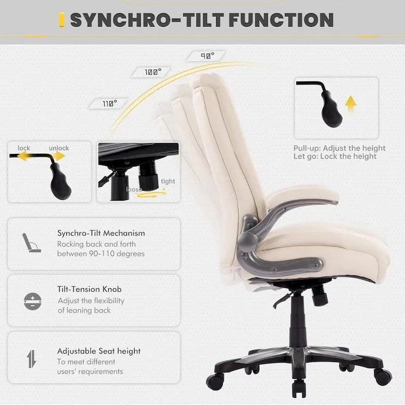 Ergonomic Office Chair with High Back Flip Up Armrests and Rolling Base 18