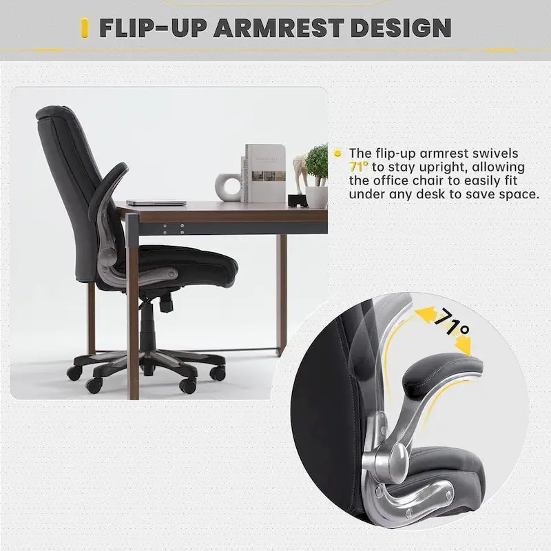 Ergonomic Office Chair with High Back Flip Up Armrests and Rolling Base 24