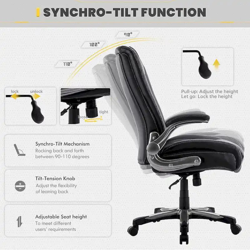 Ergonomic Office Chair with High Back Flip Up Armrests and Rolling Base 25