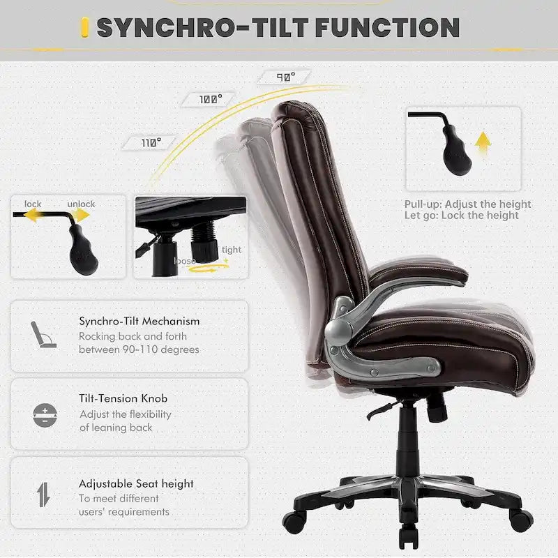 Ergonomic Office Chair with High Back Flip Up Armrests and Rolling Base 32