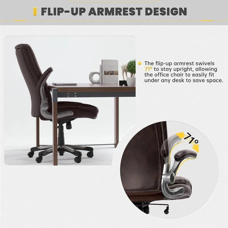 Extra-Wide Heavy-Duty High Back Executive Office Chair with Flip-Up Arms and Thick Seat – Supports Up to 400 lbs for Home Office Use 33