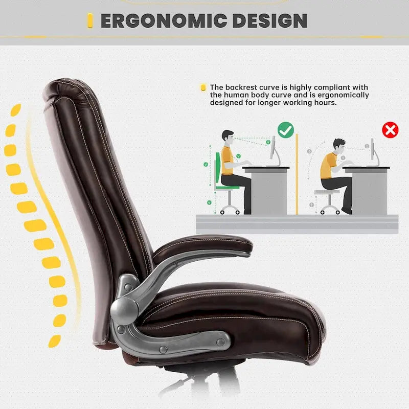 Ergonomic Office Chair with High Back Flip Up Armrests and Rolling Base 34