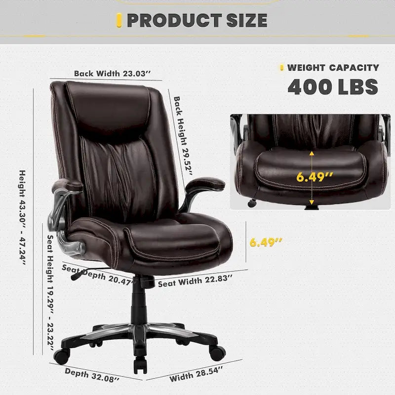 Ergonomic Office Chair with High Back Flip Up Armrests and Rolling Base 35