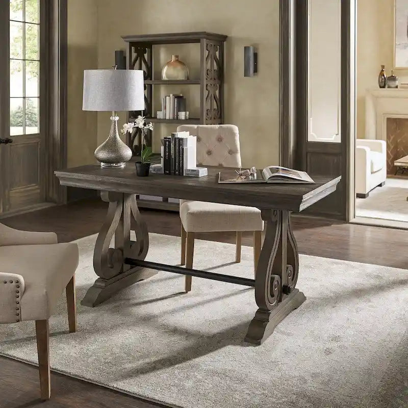 iNSPIRE Q Artisan Gannon 1-Drawer Writing Desk with Wire Brushed Oak Finish 1