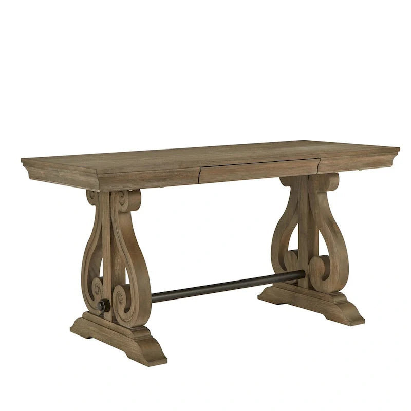 iNSPIRE Q Artisan Gannon 1-Drawer Writing Desk with Wire Brushed Oak Finish 3