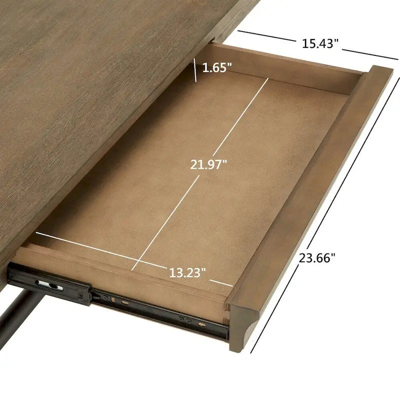 iNSPIRE Q Artisan Gannon 1-Drawer Writing Desk with Wire Brushed Oak Finish 8