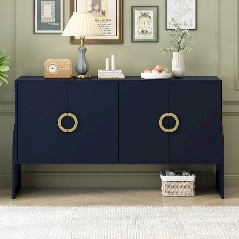 Four-Door Metal Handle Storage Cabinet for Living Room and Bedroom 7