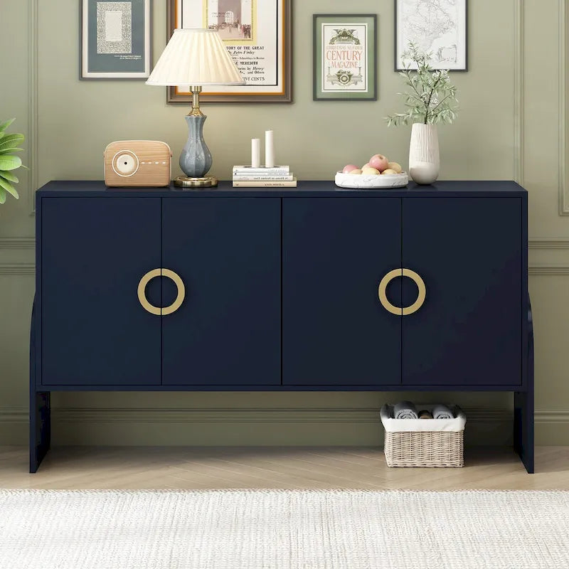 Four-Door Metal Handle Storage Cabinet for Living Room and Bedroom 1