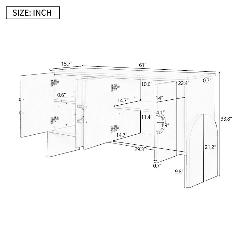 Four-Door Metal Handle Storage Cabinet for Living Room and Bedroom 4