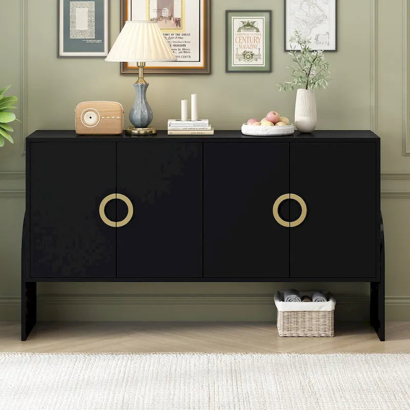 Four-Door Metal Handle Storage Cabinet for Living Room and Bedroom 5