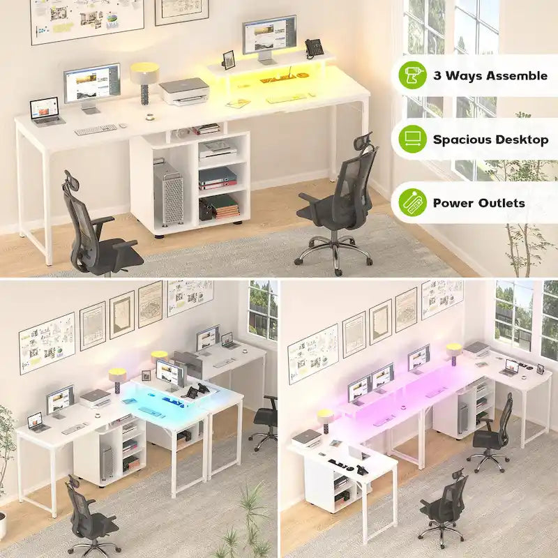 58.3-Inch L-Shaped Gaming Desk with Storage Cube, USB Ports, and LED Lighting - Office Computer Table 4