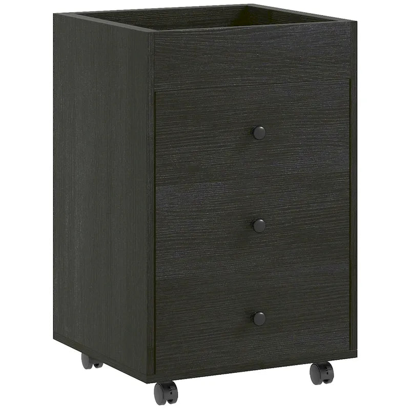 HOMCOM Mobile 3-Drawer Office Storage Cabinet with Removable Tray - Under-Desk Printer Stand on Wheels 2