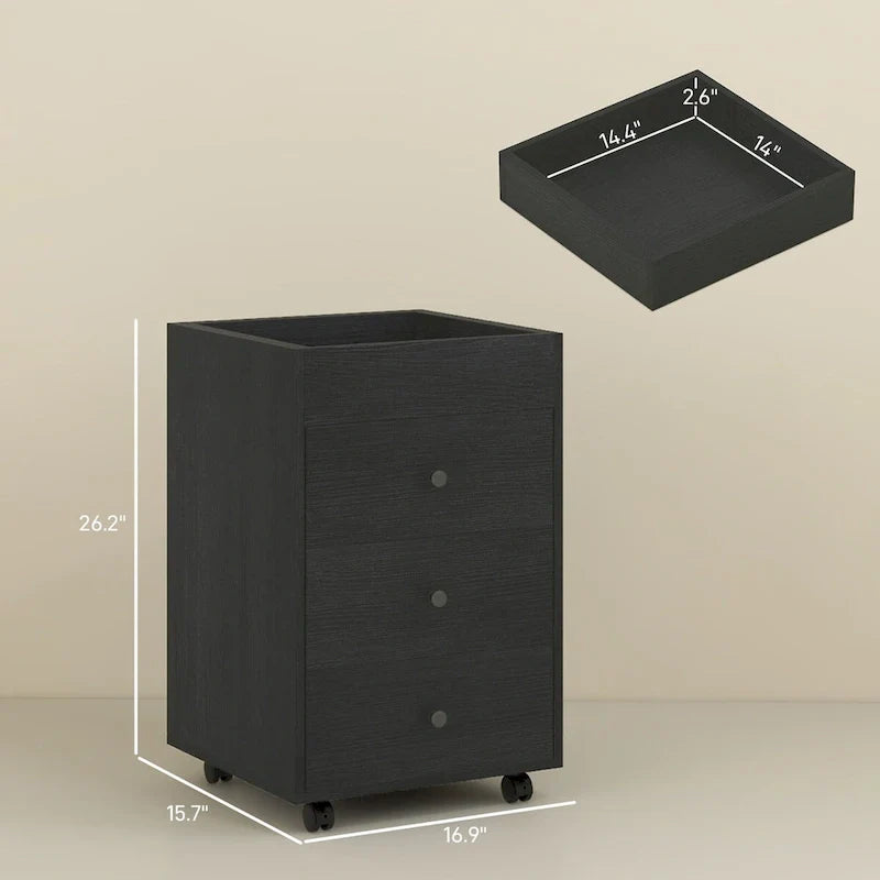 HOMCOM Mobile 3-Drawer Office Storage Cabinet with Removable Tray - Under-Desk Printer Stand on Wheels 5