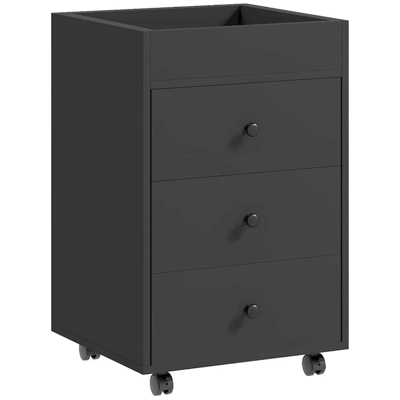 HOMCOM Mobile 3-Drawer Office Storage Cabinet with Removable Tray - Under-Desk Printer Stand on Wheels 11