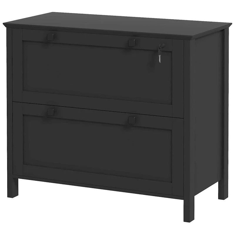 HOMCOM 2-Drawer Lateral File Cabinet with Lock and Adjustable Hanging Bar for Letter and A4 Files – Ideal for Home Office 2