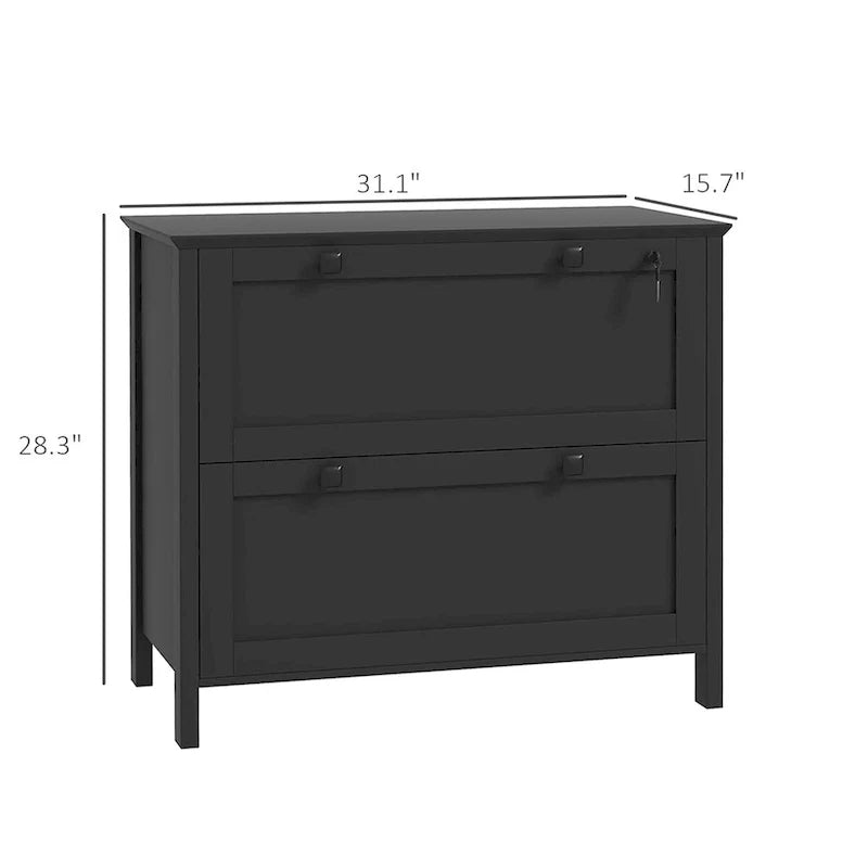 HOMCOM 2-Drawer Lateral File Cabinet with Lock and Adjustable Hanging Bar for Letter and A4 Files – Ideal for Home Office 5