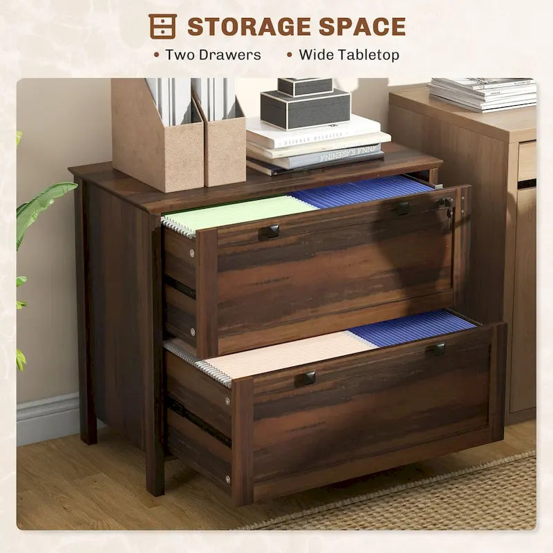 HOMCOM 2-Drawer Lateral File Cabinet with Lock and Adjustable Hanging Bar for Letter and A4 Files – Ideal for Home Office 12