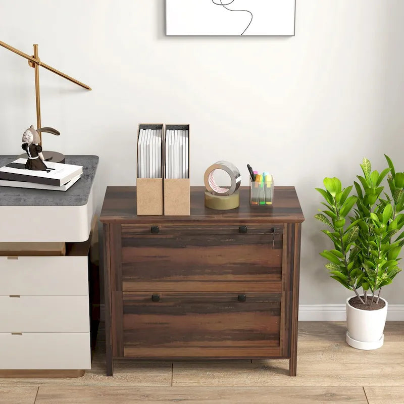 HOMCOM 2-Drawer Lateral File Cabinet with Lock and Adjustable Hanging Bar for Letter and A4 Files – Ideal for Home Office 16