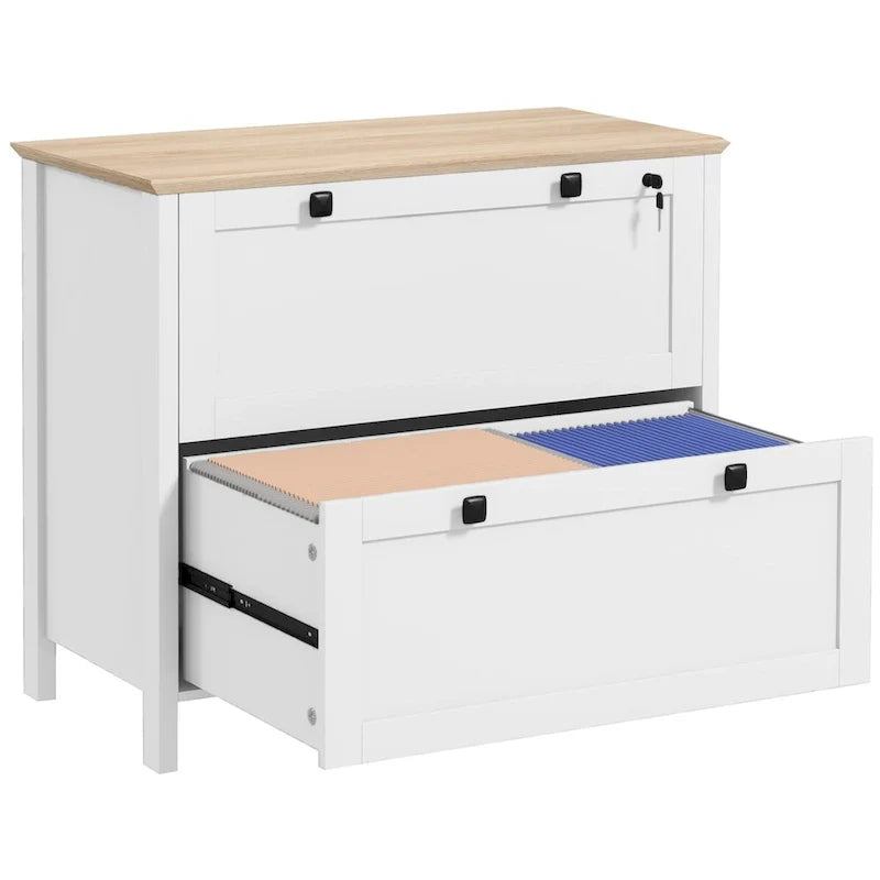 HOMCOM 2-Drawer Lateral File Cabinet with Lock and Adjustable Hanging Bar for Letter and A4 Files – Ideal for Home Office 20