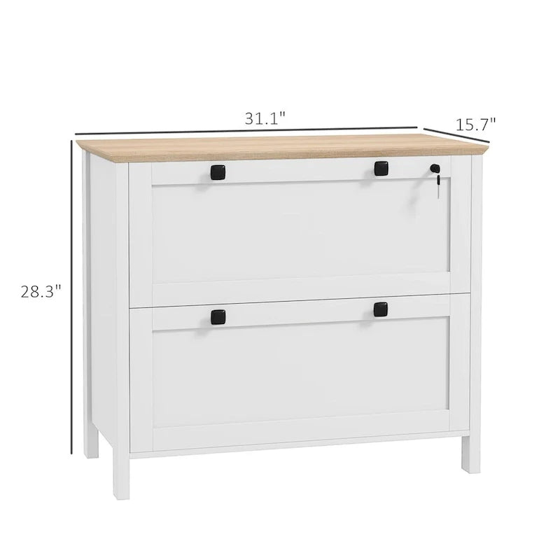 HOMCOM 2-Drawer Lateral File Cabinet with Lock and Adjustable Hanging Bar for Letter and A4 Files – Ideal for Home Office 23