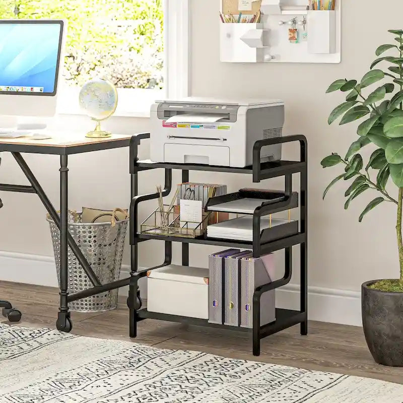 HOMCOM Industrial 3-Tier Printer Stand with Storage - Versatile Metal Rack for Home Office 28