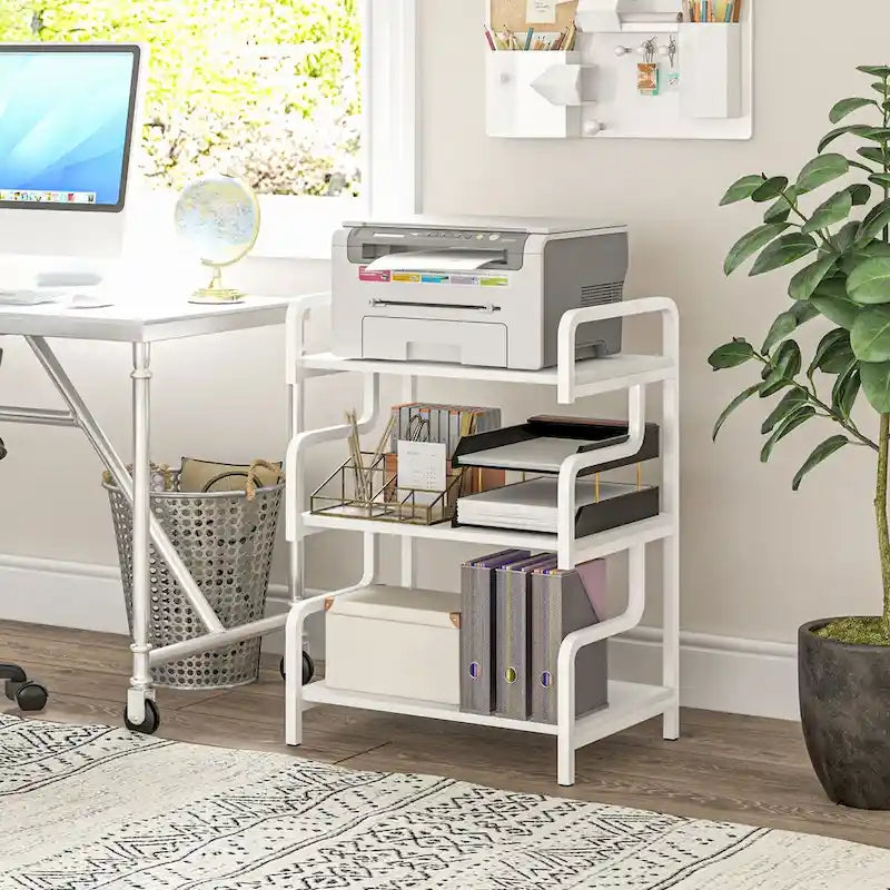 HOMCOM Industrial 3-Tier Printer Stand with Storage - Versatile Metal Rack for Home Office 1