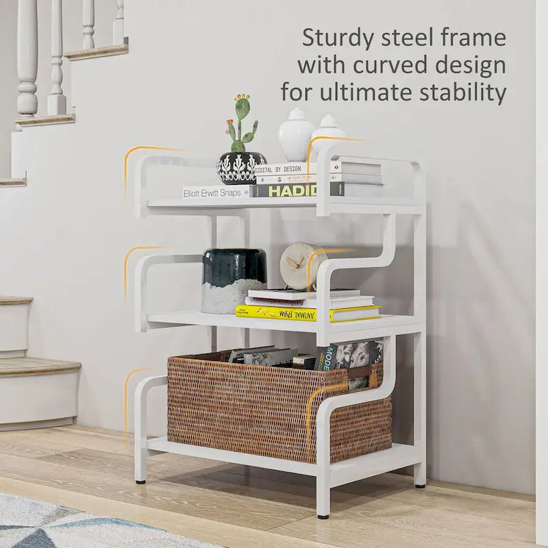 HOMCOM Industrial 3-Tier Printer Stand with Storage - Versatile Metal Rack for Home Office 4