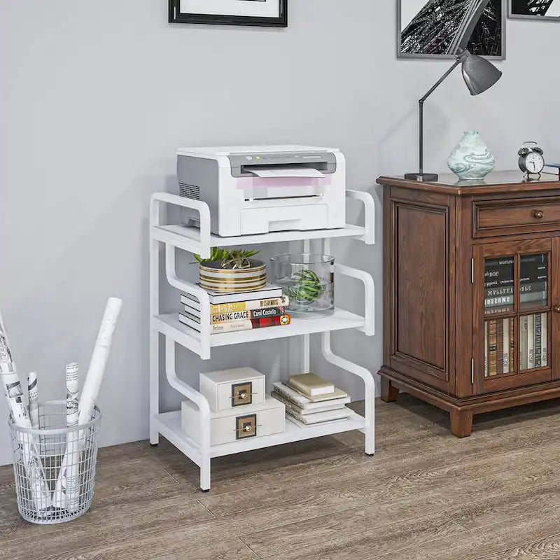 HOMCOM Industrial 3-Tier Printer Stand with Storage - Versatile Metal Rack for Home Office 7