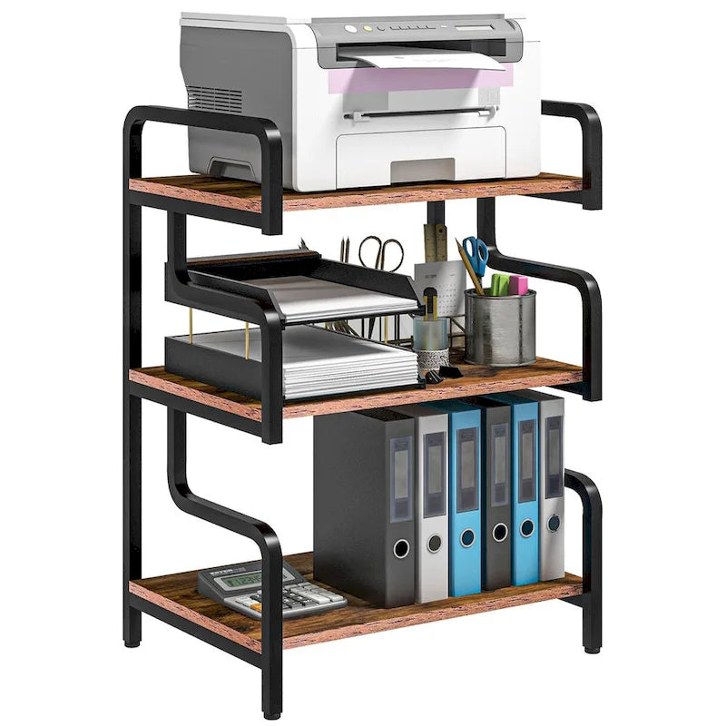 HOMCOM Industrial 3-Tier Printer Stand with Storage - Versatile Metal Rack for Home Office 20