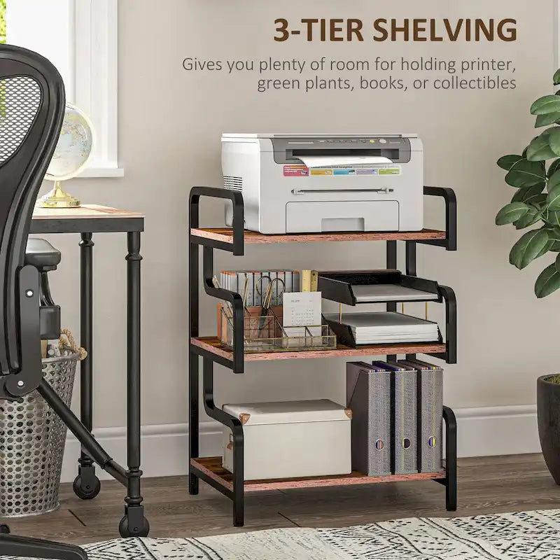 HOMCOM Industrial 3-Tier Printer Stand with Storage - Versatile Metal Rack for Home Office 21